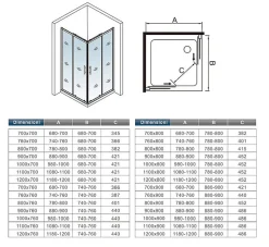 Cabine de douche coulissante - Verre anticalcaire 6 mm - Accès par angle - Poignée en acier inox chromé - 110x70x195 cm