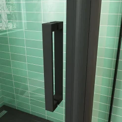 Cabine de douche coulissante avec l'amortisseur - Porte de douche en 8mm verre anticalcaire - profilé noir mat - 120x90x195 cm