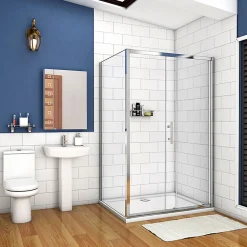 Cabine de douche coulissante - 120 x 90 x 190 cm - 5 mm Verre sécurit transparent - Aluminium chromé