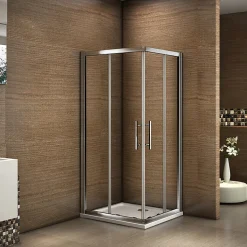 Cabine de douche coulissante angle 80x80x185 cm - Verre sécurit 6 mm - Chrome