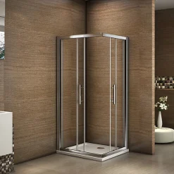 Cabine de douche coulissante angle 80x80x185 cm - Verre sécurit 6 mm - Chrome