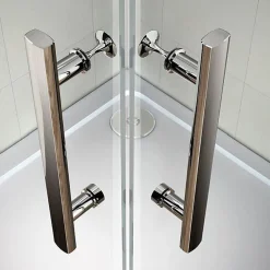 Cabine de douche coulissante angle 80x80x185 cm - Verre sécurit 6 mm - Chrome