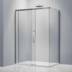 Cabine de douche en coin, verre trempé 8mm, portes coulissantes, profilé chrome - DX906 FLEX - 120x80x195cm (LxPxH)