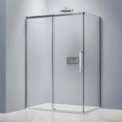 Cabine de douche en coin, verre trempé 8mm, portes coulissantes, profilé chrome - DX906 FLEX - 100x80x195cm (LxPxH)
