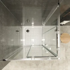 Cabine De Douche H190 85x85cm - Verre Transparent Portes Coulissantes Lana+ (sans Receveur) - Saniverre