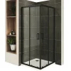 Cabine De Douche H180 90x100cm - Verre Transparent Portes Coulissantes Lanablack+ (sans Receveur) - Saniverre