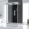 Cabine de douche Hydromassante 110x80x215 cm - Fond Noir et Profilés Gris - BLACK STYLE