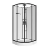 Cabine de douche hydromassante en fibre de bambou - Noir mat - L80 x l80 x H225 cm - ZALIFA