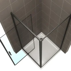 Cabine de douche IBEABLACK H.190 cm porte pivotante verre transparent 90 x 90 cm - Saniverre