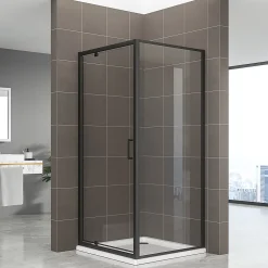 Cabine de douche IBEABLACK H.190 cm porte pivotante verre transparent 90 x 70 cm (porte 90) - Saniverre