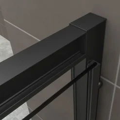 Cabine de douche IBEABLACK H.190 cm porte pivotante verre transparent 80 x 80 cm - Saniverre