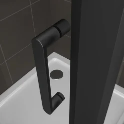 Cabine de douche IBEABLACK H.190 cm porte pivotante verre transparent 80 x 80 cm - Saniverre
