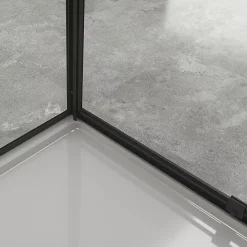 Cabine de douche IBEABLACK H.190 cm porte pivotante verre transparent 80 x 80 cm - Saniverre