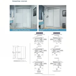 Cabine de douche Kinedo Kinemagic Design 120x80 habillage toute hauteur 1 porte pivotante verre transparent avec mitigeur
