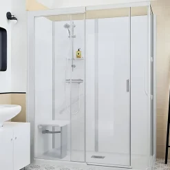 Cabine de douche Kinedo Kinemagic Sérénité Plus 170x80 habillage toute hauteur 1 coulissant transparent thermostatique