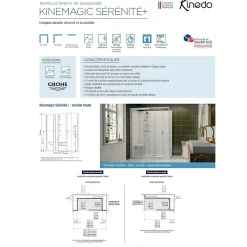 Cabine de douche Kinedo Kinemagic Sérénité Plus 170x80 habillage toute hauteur 1 coulissant transparent thermostatique