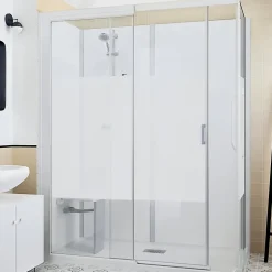 Cabine de douche Kinedo Kinemagic Design 120x70 habillage toute hauteur 1 coulissant verre transparent avec mitigeur