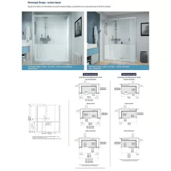 Cabine de douche Kinedo Kinemagic Design 120x70 habillage toute hauteur 1 coulissant verre transparent avec mitigeur