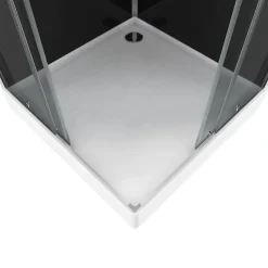 Cabine de douche l.90 x L.90 x H.215 cm – hydromassante, fond noir verre trempé, profilés chromés, tablette, Galedo Black 2
