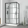 Cabine de douche l.80 x L.110 x H.215 cm – sérigraphie graphic, design noir & blanc effet verrière, Galedo Graphic