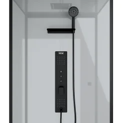 Cabine de douche L.110 x l.80 x H.207,5 cm – hydromassante multijets, receveur bas, bouton push, Galedo Trendy Grey