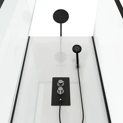 Cabine de douche l.70 x L.70 x H.230 cm – porte pivotante, style industriel noir & blanc, Galedo City