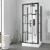 Cabine de douche l.80 x L.80 x H.213 cm – sérigraphie graphic, porte pivotante, design noir & blanc effet verrière, Galedo Graphic