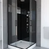 Cabine de douche l.90 x L.90 x H.230 cm – design noir, hydromassante, miroir intégré, portes coulissantes, Galedo Mirror 2 Square