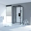 Cabine de douche l.80 x L.80 x H.230 cm – porte pivotante, style industriel noir & blanc, grande ouverture, Galedo City