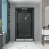 Cabine de douche l.115 x L.90 x H.220 cm – hydromassante connectée, Bluetooth, noir & blanc, plafond lumineux, Galedo Aura