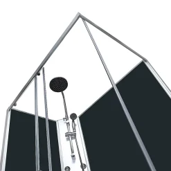 Cabine de douche l.80 x L.120 x H.225 cm – hydromassante, grise, profilés chromés, montage rapide, GoodHome Onega