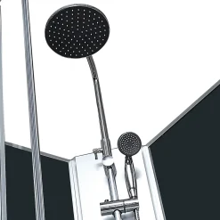 Cabine de douche l.80 x L.120 x H.225 cm – hydromassante, grise, profilés chromés, montage rapide, GoodHome Onega