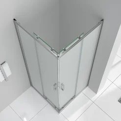 Cabine de douche LANA portes coulissantes H.180 cm verre 6 mm opaque 80 x 80 cm - Saniverre