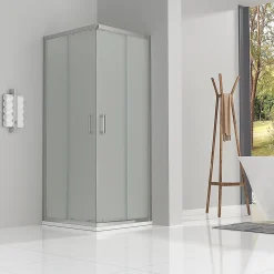 Cabine de douche LANA portes coulissantes H.180 cm verre 6 mm opaque 80 x 80 cm - Saniverre