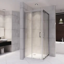 Cabine de douche LANA portes coulissantes H.180 cm verre 6 mm transparent 85 x 85 cm - Saniverre
