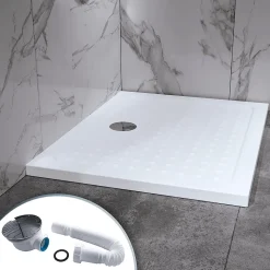 Cabine de douche LANABLACK H.185 cm portes coulissantes verre 6 mm transparent 80 x 100 cm + receveur - Saniverre
