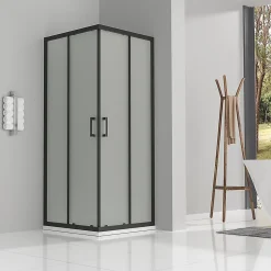 Cabine de douche LANABLACK H.180 cm portes coulissantes verre 6 mm opaque 70 x 70 cm - Saniverre