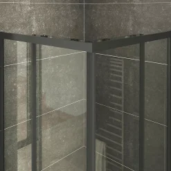 Cabine de douche LANABLACK H.190 cm portes coulissantes verre 6 mm transparent 90 x 90 cm - Saniverre