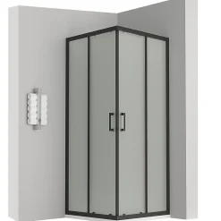 Cabine de douche LANABLACK H.185 cm portes coulissantes verre 6 mm opaque 80 x 80 cm - Saniverre