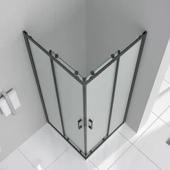 Cabine de douche LANABLACK H.185 cm portes coulissantes verre 6 mm opaque 80 x 80 cm - Saniverre