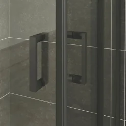 Cabine de douche LANABLACK H.190 cm portes coulissantes verre 6 mm transparent 70 x 70 cm - Saniverre