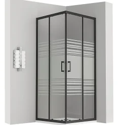 Cabine de douche LANABLACK H.180 cm portes coulissantes verre 6 mm semi-opaque 80 x 80 cm - Saniverre