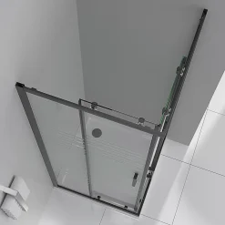 Cabine de douche LANABLACK H.180 cm portes coulissantes verre 6 mm semi-opaque 80 x 80 cm - Saniverre