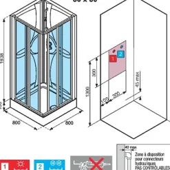 Cabine de douche Média 2.0 - Carrée accès d'angle - Portes coulissantes