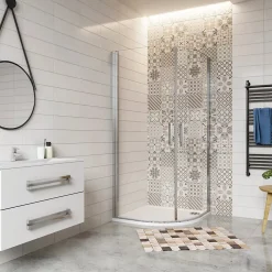 Cabine de Douche Quart de Cercle 80x80x195 cm -Portes Pivotantes 180 degrés- Verre Sécurisé 6 mm