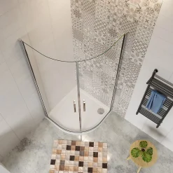 Cabine de Douche Quart de Cercle 80x80x195 cm -Portes Pivotantes 180 degrés- Verre Sécurisé 6 mm