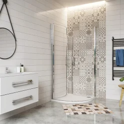Cabine de Douche Quart de Cercle 80x80x195 cm -Portes Pivotantes 180 degrés- Verre Sécurisé 6 mm