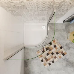 Cabine de Douche Quart de Cercle 90x90x195 cm -Portes Pivotantes 180 degrés-Verre Sécurisé 6 mm