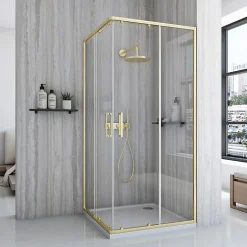 Cabine de douche REA City Brushed Gold 80x100