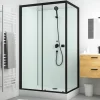 Cabine de douche rectangulaire 110x80x197 cm - Porte coulissante - Fonds Blancs & Profilés Noir Mat